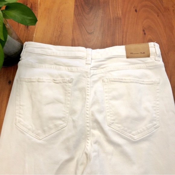 Massimo Dutti White Boot Cut Fit Flared Low Rise Boho High Rise Denim Jeans. US8 - Picture 4 of 16